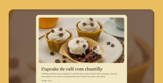 Página com o passo a passo de uma receita para cupcakes